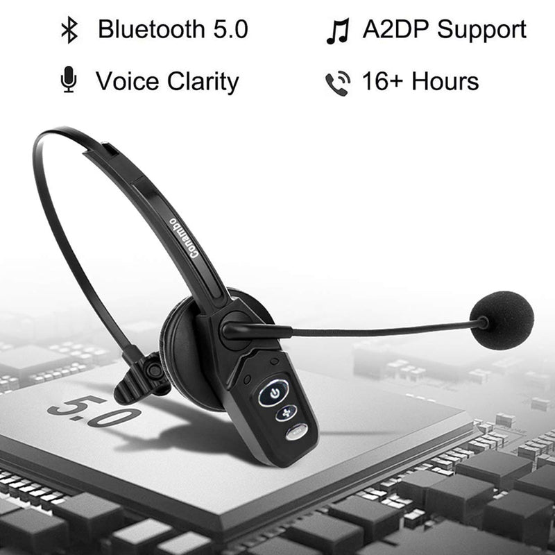 [Australia - AusPower] - Bluetooth Headset V5.0, Pro Wireless Headset High Voice Clarity with Noise Canceling Mic for Cell Phone Trucker Engineers Business Home Office-JBT800 