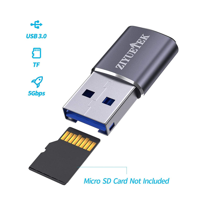 [Australia - AusPower] - Micro sd Card Reader USB 3.0,ZIYUETEK Aluminum USB 3.0 Portable Memory Card Reader Adapter for PC,USB to Micro SD/TF Card Reader Adapter Gray 