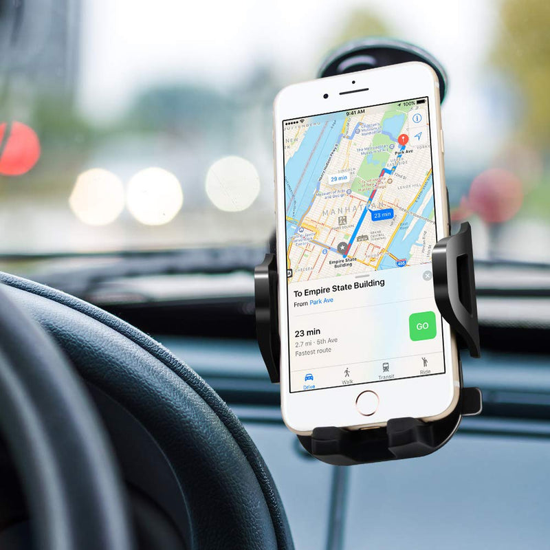 [Australia - AusPower] - Sonkir Car Phone Mount, Dashboard & Windshield Cell Phone Holder Stand with One-Touch Design 360° Rotation for iPhone, Galaxy, Google Nexus, LG, Huawei and More 