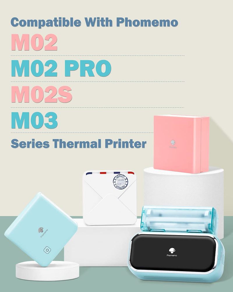 [Australia - AusPower] - Phomemo Printer Paper for M02/M02S/M02 PRO/M03 Mini Printer Pocket Printer Mobile Printer, Thermal Sticker Paper Printer Printer Paper,6 Rolls,Black Text Clear, Translucent, Gold 