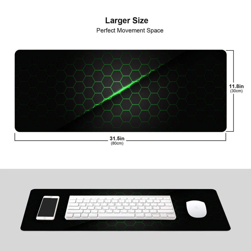 [Australia - AusPower] - Abstract Green and Black Cool Futuristic Mouse Pad Gaming XL Large Mousepad Desk Mat Long Extended Big Keyboard Pads Table Accessories for Gaming and Office Pc Laptop Computer 31.5 X 11.8 Inch Abstract Green And Black Cool Futuristic One Size 