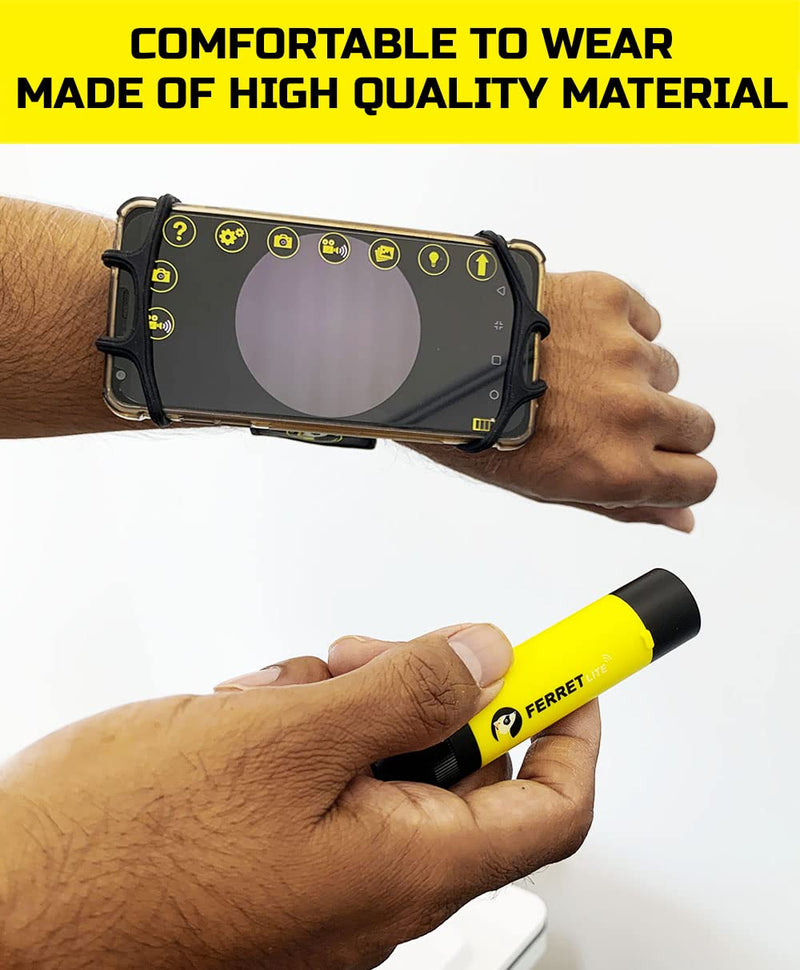[Australia - AusPower] - Ferret Wristband Phone Holder, 360° rotatable Design, Fits All 3.5-6 inch Smartphones Including Apple iPhone 12 Models, Designed for use with Ferret Tools Range of Inspection Cameras 