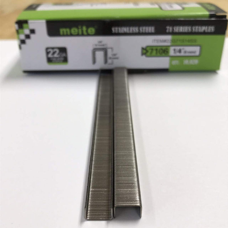 [Australia - AusPower] - meite 22 Gauge 3/8-inch Crown 304 Stainless Steel Staples with 1/4-inch Leg Similar to Senco C and 71 Series 10,020 per Box (1 Box) 1 Box 