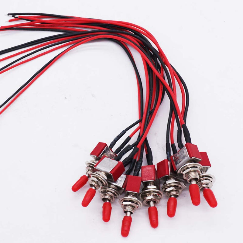 [Australia - AusPower] - Twidec/8Pcs Mini Toggle Switch SPST 2 Position 2 Pins ON/Off AC 125V 5A AC 3A 250V with Pre-soldered Wires MTS-101-X 