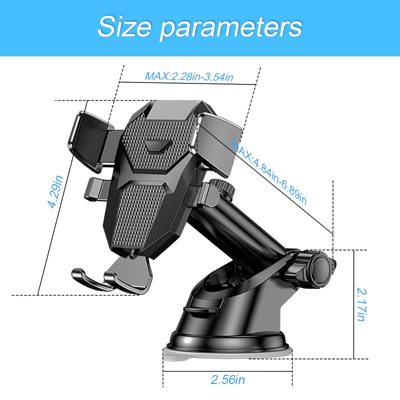 [Australia - AusPower] - Phone Holder for Car, 360°Rotatable Car Phone Mount for Windshield Dashboard Air Vent, Universal for All Cell Phone and More Devices with Suction Cup and Clip 