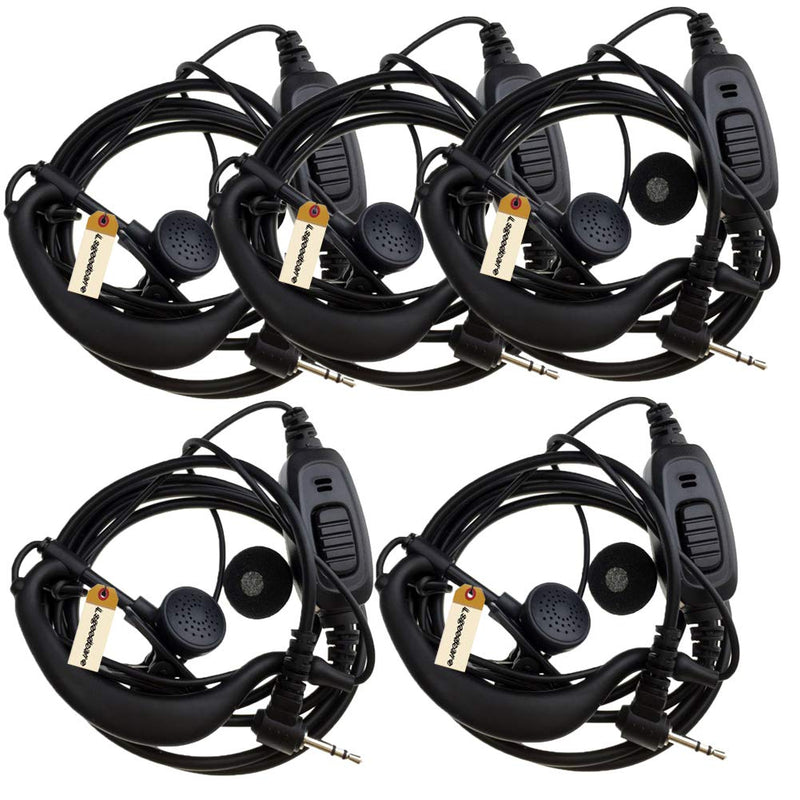 [Australia - AusPower] - 1 Pin G Shape Earhook Earpiece Headset PTT and Mic Compatible for HYT Hytera Two Way Radio TC1688 TC310 TC-1688 TC-310 TC-320 etc/Motorola Walkie Talkie, Pack of 5, By Lsgoodcare 