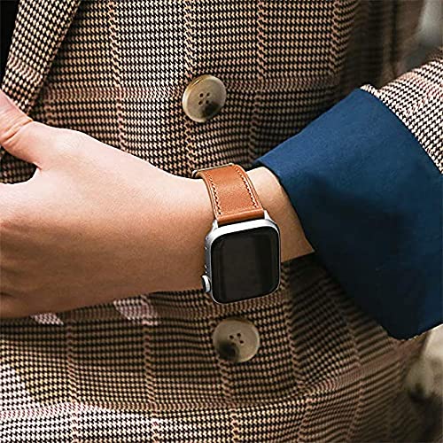 [Australia - AusPower] - HANKN Leather Bands Compatible with Apple Watch SE Series 7 6 5 4 3 2 45mm 44mm 42mm 41mm 40mm 38mm, Classic Buckle Genuine Replacement Leather Wristband Iwatch Smartwatch Strap Band Brown 38mm/40mm/41mm 