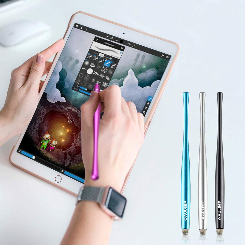 [Australia - AusPower] - AULEEP Capacitive Stylus Pens for Touch Screen with 4 Pack 6 Nanofiber Tips Compatible for Phones, Tablets, iPads, Kindles (Silver Balck Rose Blue) silver balck rose blue 