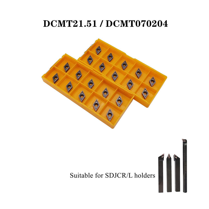 [Australia - AusPower] - Zouzmin 20pcs DCMT21.51 DCMT070204 Carbide Inserts Lathe Turning Inserts Turning Tool Multilayer Coated CNC Lathe Inserts for SDJCR Lathe Turning Tool Holder Replacement Insert 