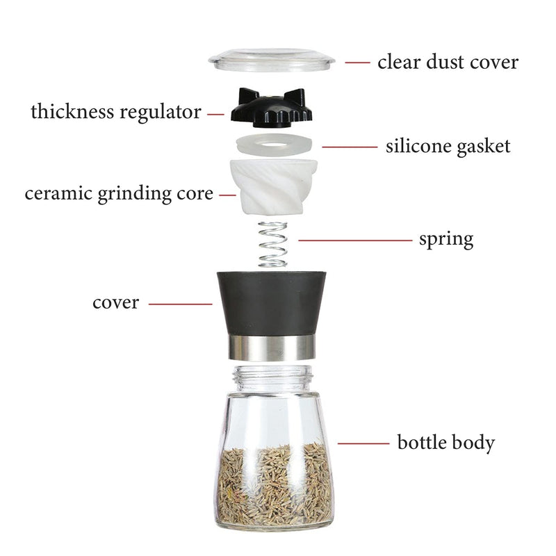 [Australia - AusPower] - Salt Pepper Grinder - Salt and Pepper Grinder Refillable Shakers for Home, Kitchen, Barbecue, Party - Modern Salt and Pepper Shakers Kitchen Table Accessories - Ceramic Grinder to Refill Sea Salt 