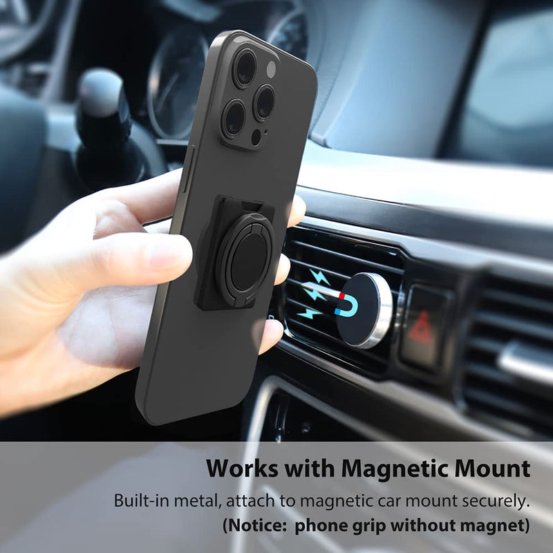 [Australia - AusPower] - Phone Ring Holder, Monidea Phone Grip Finger Kickstand Wireless Charging Friendly, 360°Rotation Metal Phone Ring Grip Stand Work with Magnetic Car Mount for iPhone Samsung iPad Tablets & More - Black 