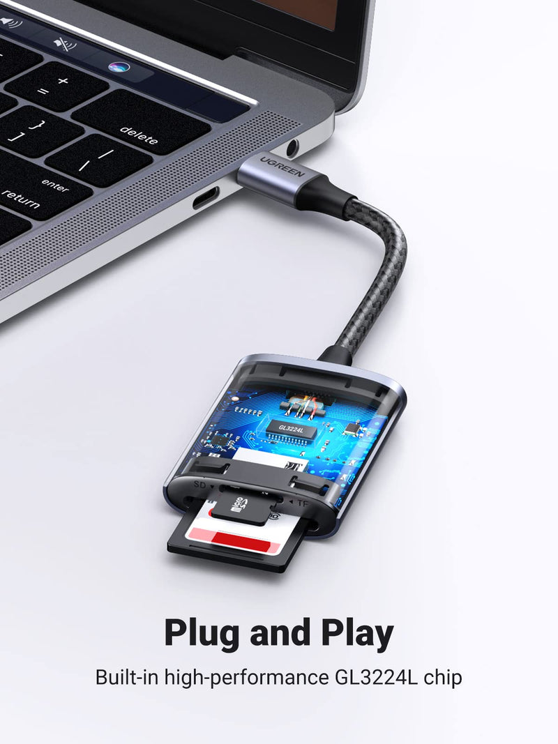 [Australia - AusPower] - UGREEN USB C SD Card Reader, 2-in-1 Micro SD Card Reader USB C, Memory Card Reader for TF SD Micro SD SDXC SDHC MMC RS-MMC Micro SDXC UHS-I Cards for MacBook Pro, iPad Pro, iPad air, Samsung Galaxy 