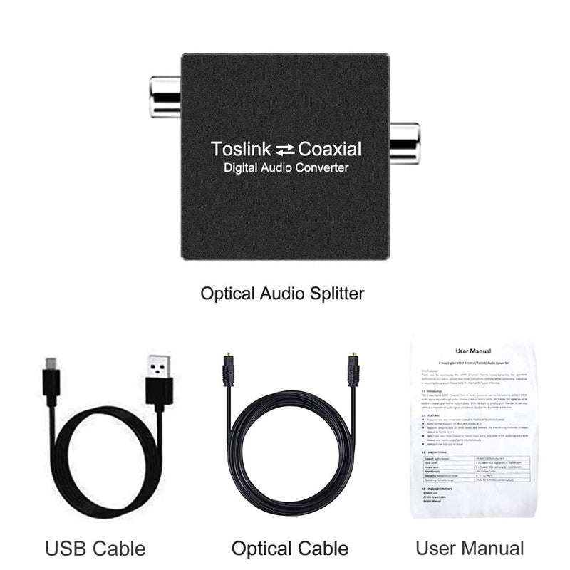 [Australia - AusPower] - Digital Coaxial to Optical Converter, Bi-Directional Coax Digital Audio Converter Optical-to-Coaxial or Coax-to-Optical Digital Audio Converter Adapter 