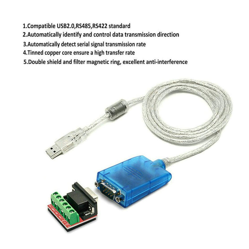 [Australia - AusPower] - Jeirdus USB to RS422 RS485 Serial Port Converter Adapter Cable with FTDI Chip Support Windows 10, 8, 7, XP and Mac with ESD Protection (1.5ft/0.5Meter) 1.5ft/0.5Meter 