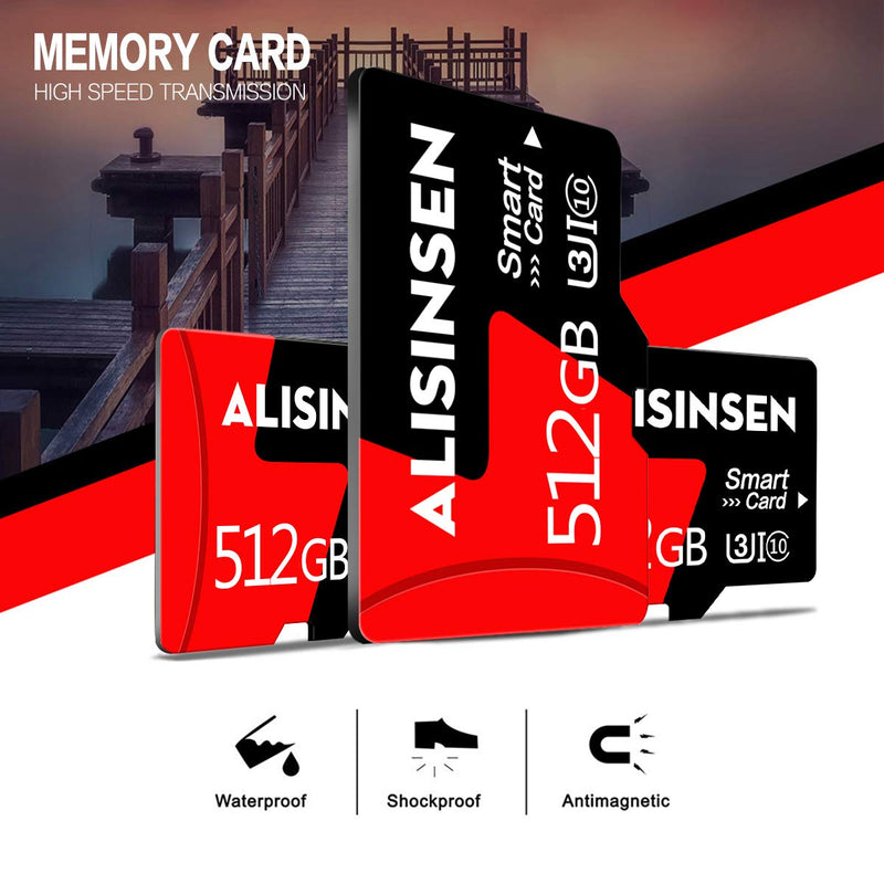 [Australia - AusPower] - Micro SD Card 512GB Memory Card 512GB Class 10 TF Card with a Card Adapter for Smart-Phone/Bluetooth Speaker/Tablet/PC/Camera 