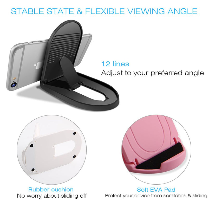 [Australia - AusPower] - Cell Phone Stand 3Pack, Ama Forest Portable Foldable Desktop Cell Phone Holder, Adjustable Universal Multi-Angle Cradle Stands for Tablet iPad iPhone X/xr/xs max Samsung Galaxy, Black, White, Pink Black+White+Pink 