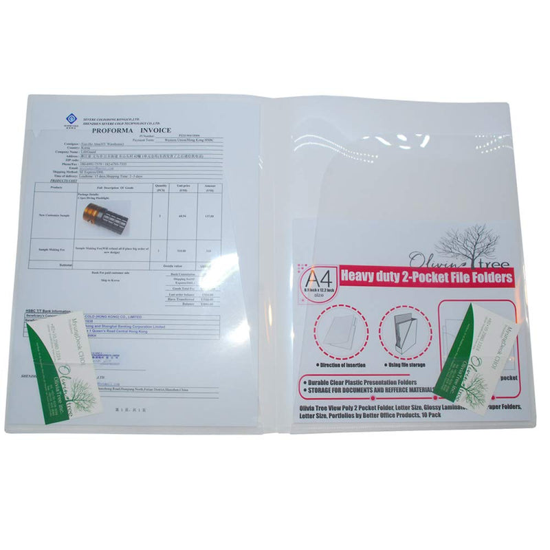[Australia - AusPower] - Olivia tree 10 Pack View Poly 2 Pocket Folder, Letter Size, Glossy Laminated White Paper Folders, Letter Size, Portfolios by Better Office Products 