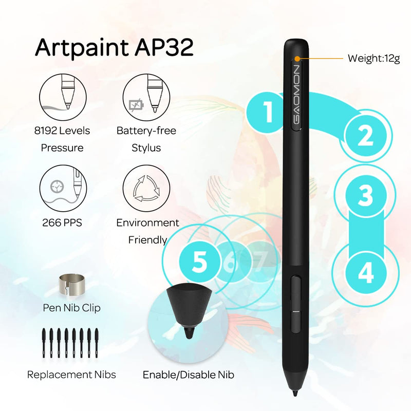 [Australia - AusPower] - GAOMON S620 6.5 x 4 Inches Graphics Tablet with 8192 Passive Pen 4 Express Keys for Digital Drawing & OSU & Online Teaching-for Mac Windows Android OS 