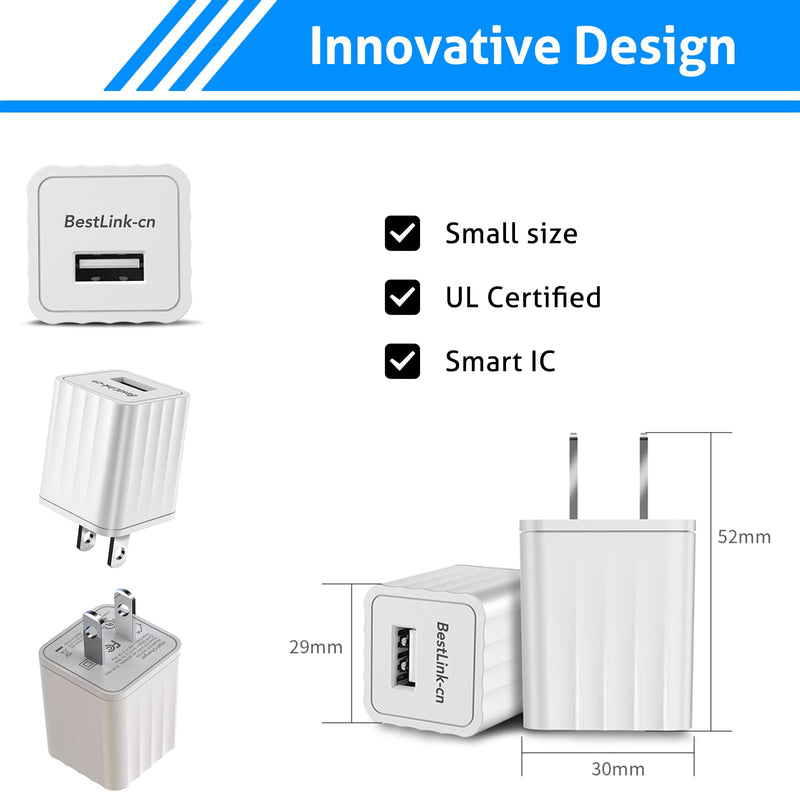 [Australia - AusPower] - BestLink-cn Single Port USB Wall Charger Block Cube Plug Power Charging Adapter 5V 2.1A Brick for Android & Windows Smartphones and More 