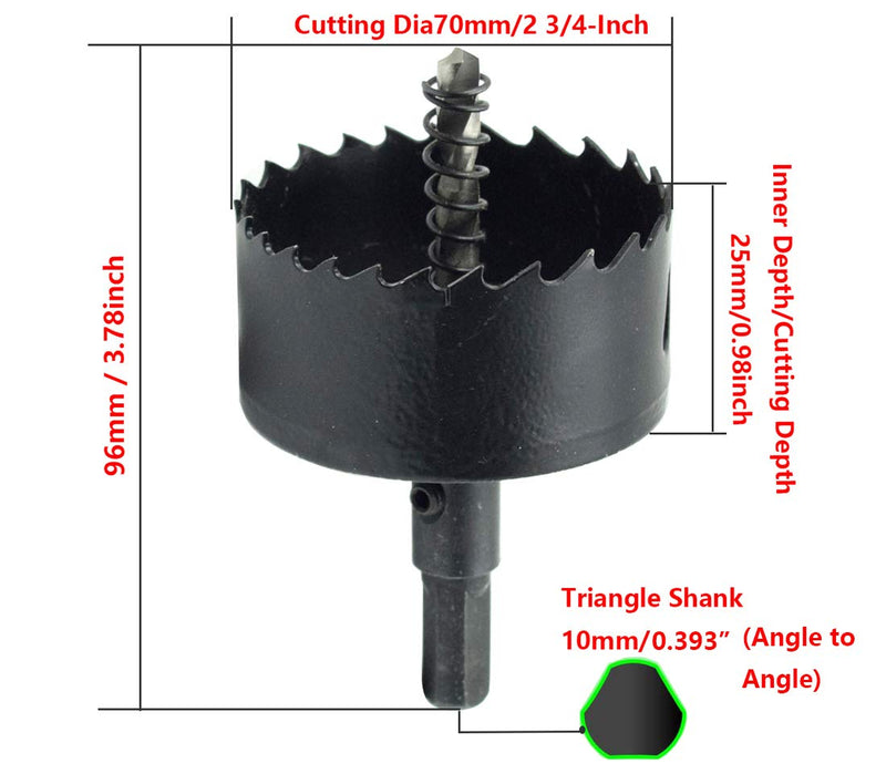 [Australia - AusPower] - Rannb 2-3/4"/70mm Bimetal Hole Saw Triangle Shank Hole Cutter 