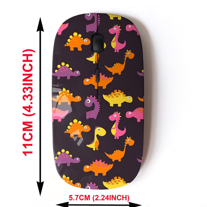 [Australia - AusPower] - 2.4G Wireless Mouse with Cute Pattern Design for All Laptops and Desktops with Nano Receiver - Childish Dinosaur Pattern Fashion 