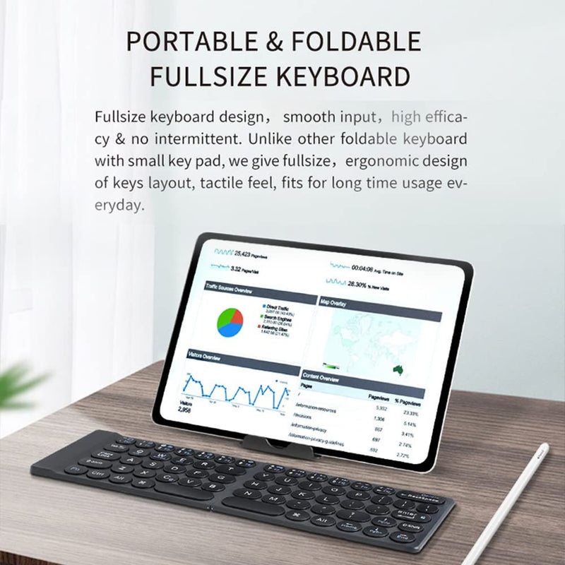 [Australia - AusPower] - MIPOW Folding Keyboard, 3.5mm Folding Bluetooth Keyboard, Lightest & Slimmest Bluetooth Wireless Foldable Keyboard in The World. 