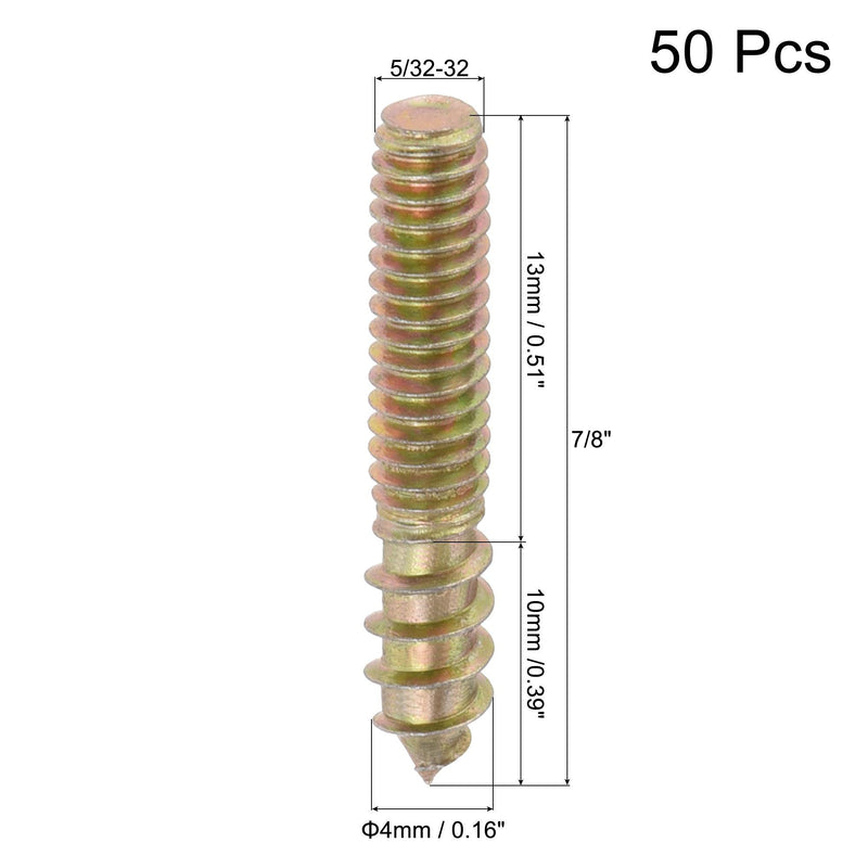 [Australia - AusPower] - uxcell 5/32-32 x 7/8" Hanger Bolts Double Head Dowel Screw for Wood Furniture 50pcs 