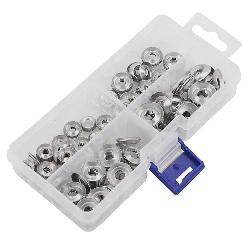 [Australia - AusPower] - XINGYHENG 180Pcs 4Kinds 304 Stainless Steel #6#8#10#12 Stainless Steel Cup Countersunk Washer Assortment Kit Silver Finishing Cup Washer with A Clean Plastic case 