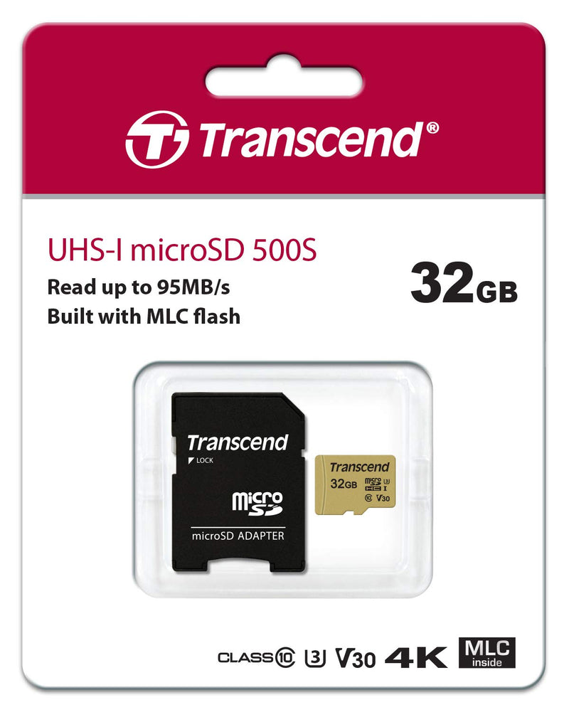 [Australia - AusPower] - Transcend 32GB microSDXC/SDHC 500S Memory Card TS32GUSD500S retail_packaging 