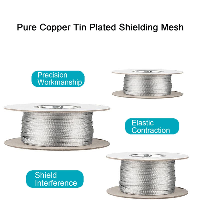 [Australia - AusPower] - EMI RFI Shielding Wire Loom Metal Tinned Copper Grounding Braided Sheathing Cable Sleeve Mesh ESD Protection Flat Tubular Expandable 3/4" W(0.48" ID)-30FT 3/4"W(0.48"ID)-30FT 