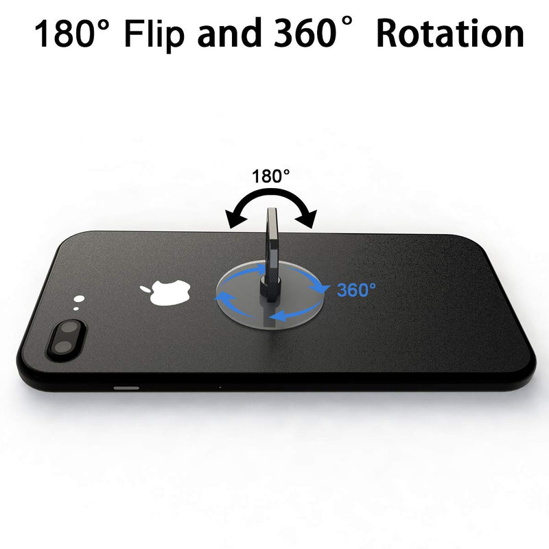 [Australia - AusPower] - Attom Tech Transparent Phone Ring Holder Grip 360 Degree Free Rotation, Clear Cell Phone Finger Ring Kick-Stand Compatible with iPhone X 8 7 Plus 6S 6 5s 5 SE, Galaxy S9 S8 S7 S6 Edge (Black) 