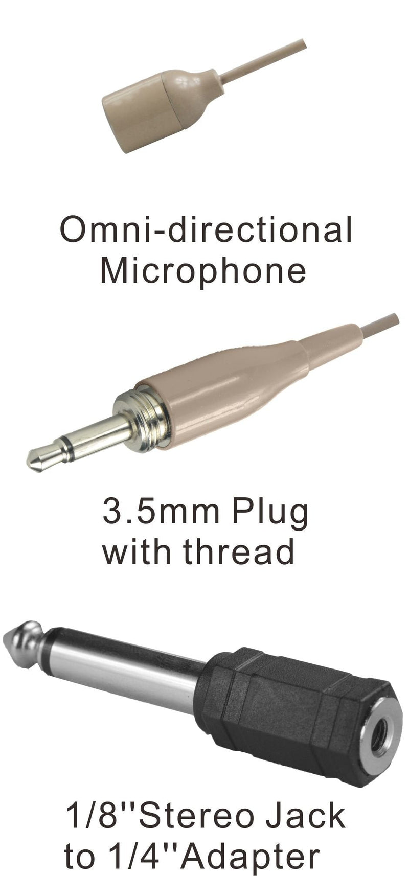[Australia - AusPower] - Single Ear Hanging Headset Microphone (for 3.5mm Plug with Thread Type +1/4" Plug Skin) for 3.5mm Plug with Thread Type +1/4" Plug Skin 