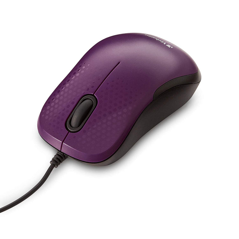 [Australia - AusPower] - Verbatim USB Silent Corded Optical Mouse - Computer Wired Noiseless and Silent Click Mouse for Mac and PC- Purple 