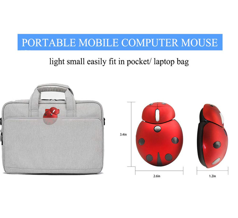 [Australia - AusPower] - Mini Cute Wireless Mouse, Portable Mobile Optical Mouse for Kids,2.4G 3000DPI Animal Ladybug Shape Cordless Computer Mouse Small Tiny Travel Mouse with USB Receiver for Laptop Desktop PC (Red) Red 