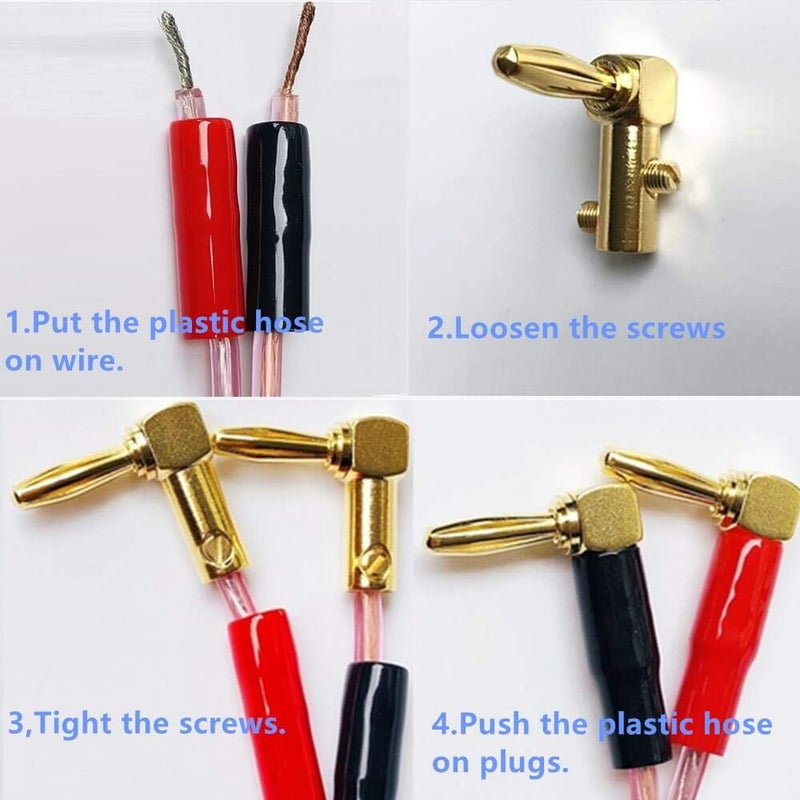 [Australia - AusPower] - Goaycer 4mm Banana Plugs Right Angle 6 Pairs, 24k Gold Plated 90 Degree Speaker Connector (12Pcs) 