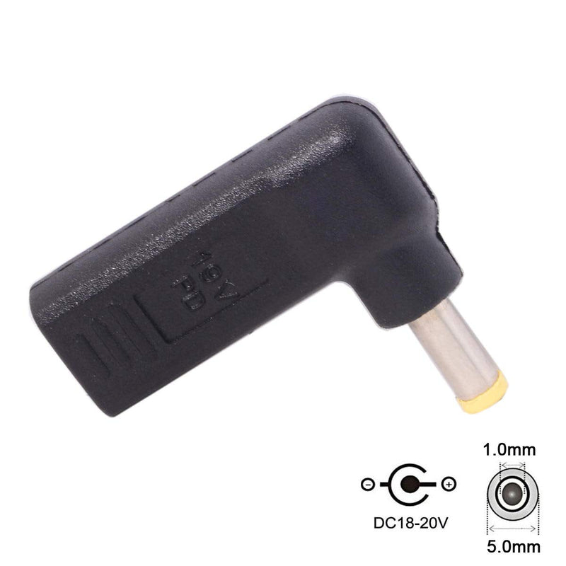 [Australia - AusPower] - CY USB 3.1 Type C USB-C to DC 5.0x1.0mm Adapter Emulator Trigger 90 Degree Angled Yellow Connector 