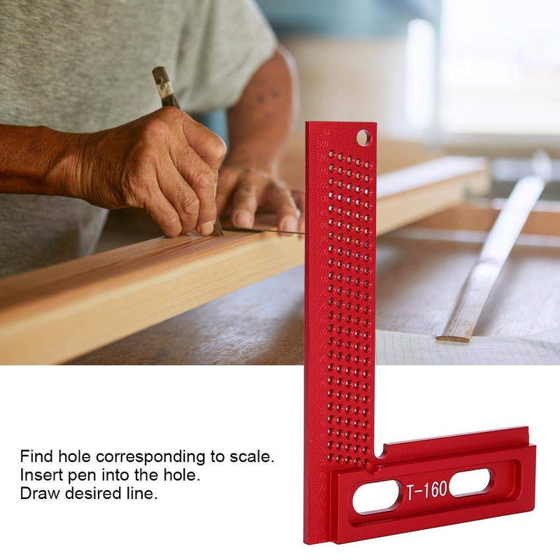 [Australia - AusPower] - Hole Ruler Marking Ruler Carpenter Tool Wear‑Resistant Rust‑Proof Aluminum Alloy Woodworking Accessory 90 Degree Ruler 