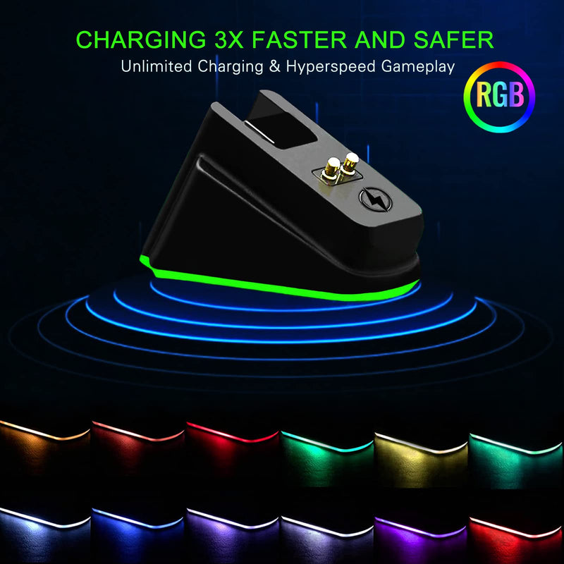 [Australia - AusPower] - Mouse Charging Dock for Razer Wireless Mouse Viper Ultimate Naga pro DeathAdder V2 Pro and Basilisk Ultimate Magnetic Charging RGB Lights Status Indicator Gecko Feet (RGB) 