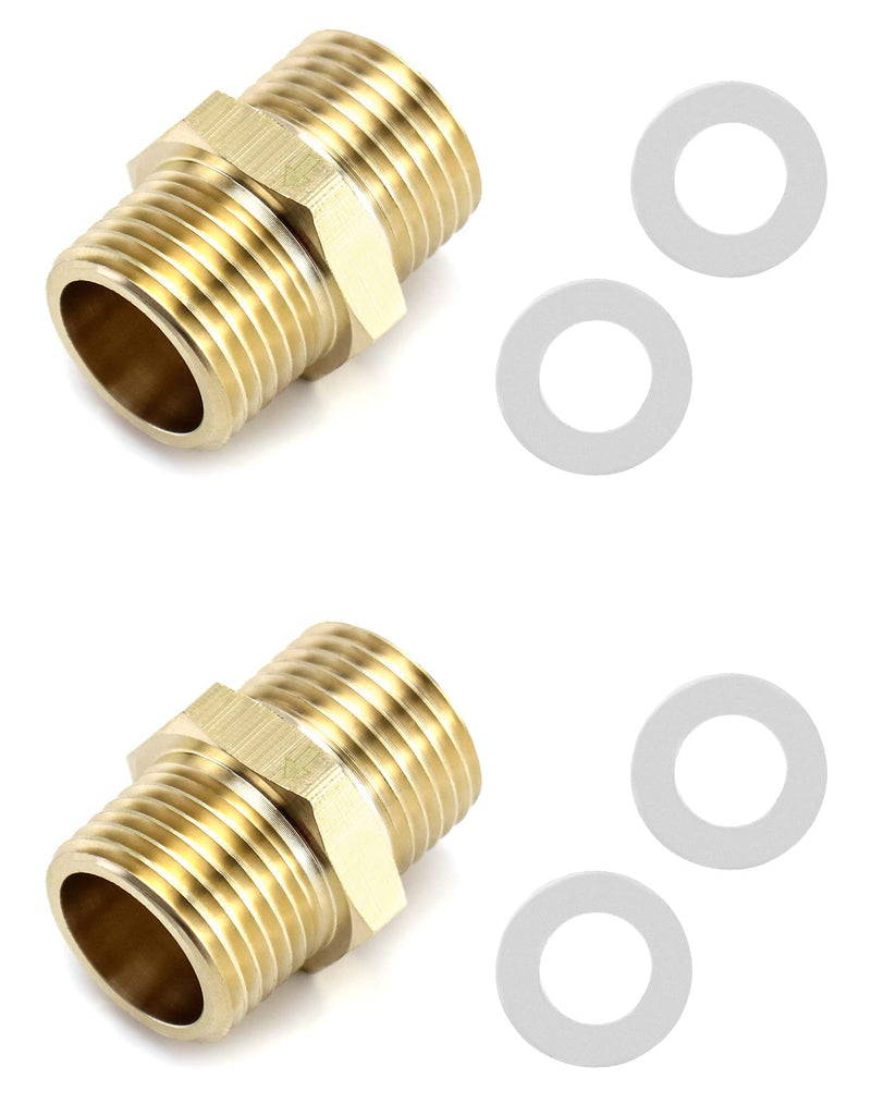 [Australia - AusPower] - QWORK 2Pcs Brass One-way Check Valve, 1/2" Male to 1/2" Male Thread of Backflow Preventer 1/2 inch Male to Male 