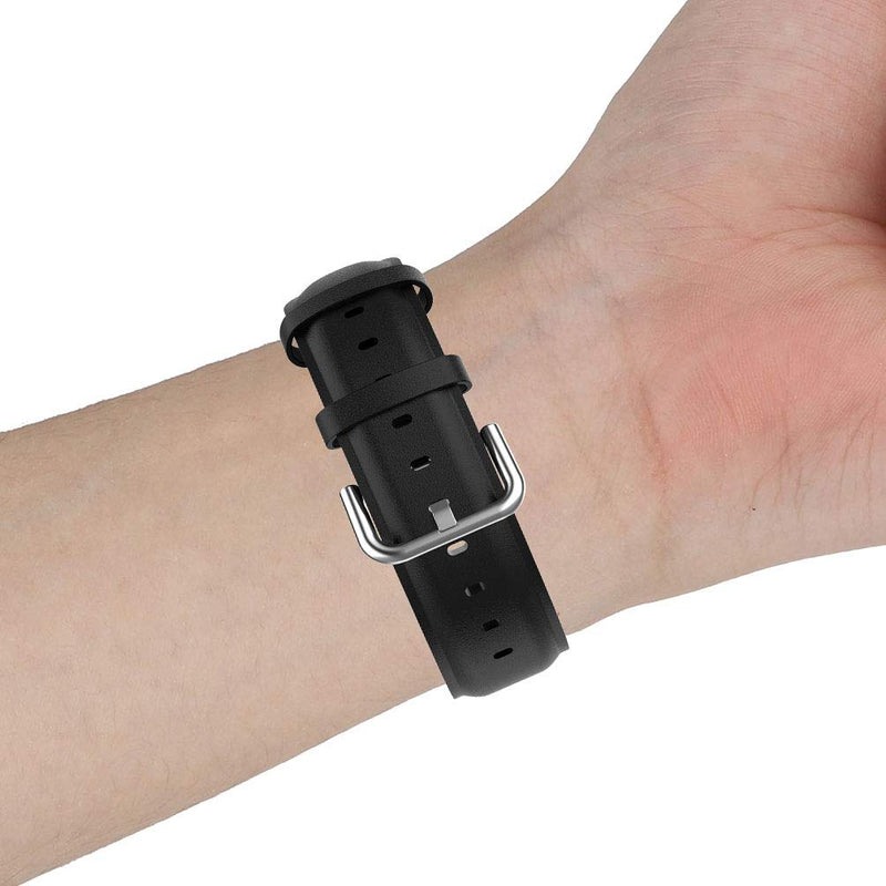 [Australia - AusPower] - Sankel Compatible for Fitbit Versa 3/Sense Bands,Women Men Soft Genuine Leather Strap Sport Replacement Accessories Wristband for Fitbit Sense & Fitbit Versa 3 Smartwatch (Black) Black 