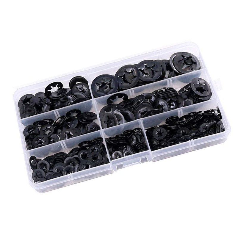 [Australia - AusPower] - SpzcdZa 260pcs 7 size Internal Tooth Starlock Washers Locking Washer Assortment Kit, Push On Speed Clips Fasteners Assortment Kit,Quick Speed Locking Washers,Black Oxide Finish65Mn Black Oxide Finish 