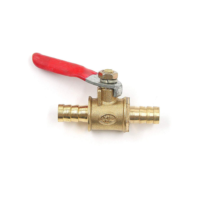 [Australia - AusPower] - Antrader 4 Pcs Forged Brass Ball Valve Mini Shut Off Switch with 180 Degree Operation Handle, 5/16" Hose Barb x 5/16" Hose Barb, Pipe Tubing Fitting 5/16" x 5/16" Regular, Red handle 