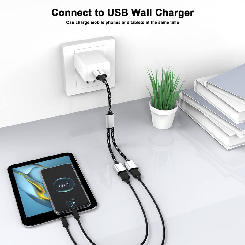 [Australia - AusPower] - USB Splitter Cable MOGOOD USB y Splitter Adapter Dual USB 2.0 Power Cord Extension for Charging/Data Transfer Dual Double USB Port Extender Hub Extra Multiport Data Split Adapter for Laptop/Mac/Car 1pack Black 