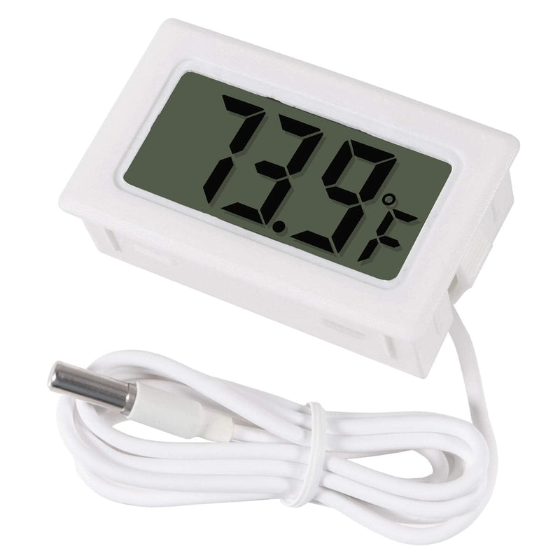 [Australia - AusPower] - 5PCS Mini Electronic Thermometer Fahrenheit Digital Temperature Meters Gauge LCD Display ℉ for Car Greenhouse Indicator Indoor Room Freezer Refrigerator Aquarium with 1M Waterproof NTC Probe (White) White 