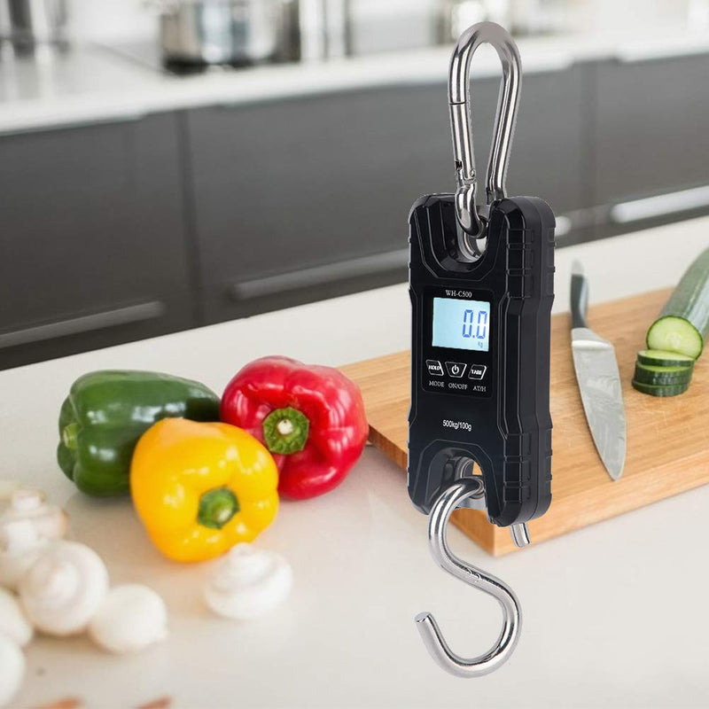 [Australia - AusPower] - Hanging Weight Scale, 1100lb/500kg Fishing Scale with Backlit LCD Display, Digital Electronic Hanging Hook Scale 