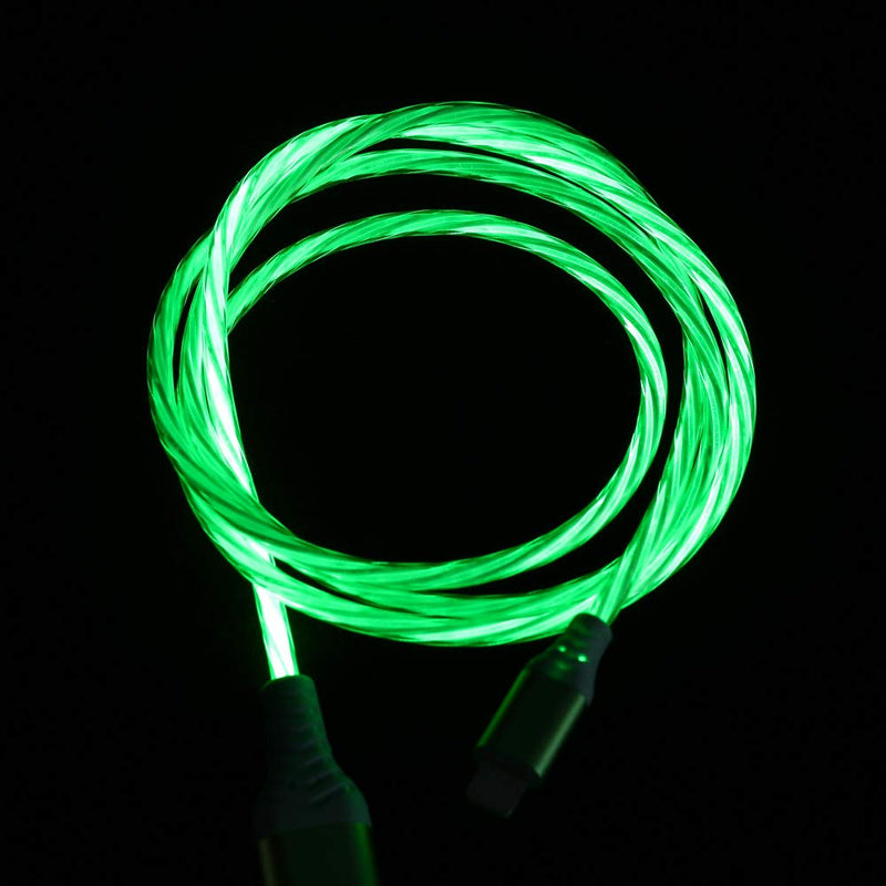 [Australia - AusPower] - USB C Cable 3FT 2 Pack, Light up Visible Flowing LED Type C Cable Compatible with Samsung Galaxy Note 9 8 S10 S9 S8 Plus, Google Pixel, LG V30 V20 G6 G5, OnePlus and More (Blue+Green-3FT) 