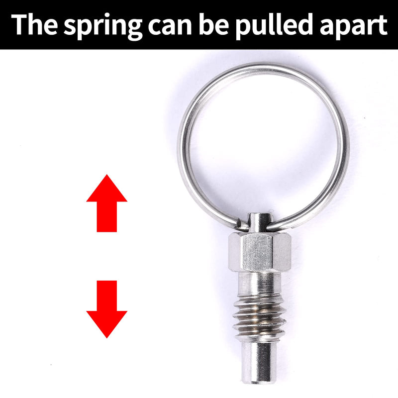 [Australia - AusPower] - 2 Packs Spring Plunger with Pull Ring, 1/4"- 20 Thread Size, 0.31" Thread Length, Stainless Steel Non-Locking Type Stubby Hand-Retractable Spring Plunger Index Plunger 1/4" - 20 