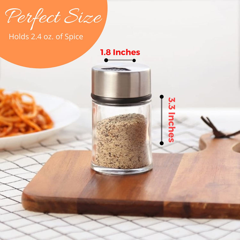 [Australia - AusPower] - Premium Salt and Pepper Shakers with Adjustable Pour Holes - Set of 2 - Elegant Stainless Steel and Glass - Perfect Spice Dispenser Set for Your Delicious Meals 