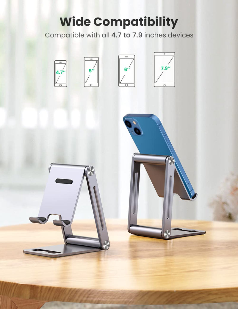 [Australia - AusPower] - UGREEN Cell Phone Stand Desk Adjustable Aluminum Mobile Phone Holder Compatible for iPhone 13 12 Pro Max, iPhone 11 X SE XS XR 8 Plus 6 7 6S Samsung Galaxy Note20 S20 S10 S9 S8 S7 Smartphone Grey 
