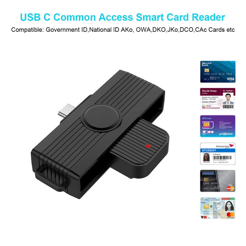 [Australia - AusPower] - USB C DOD Military USB Common Access CAC Smart Card Reader and SIM Card Reader,Compatible with Mac Os, Windows,Linux 
